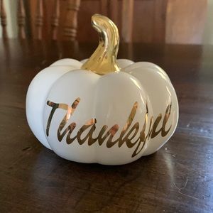 Thankful White Pumpkin Decoration